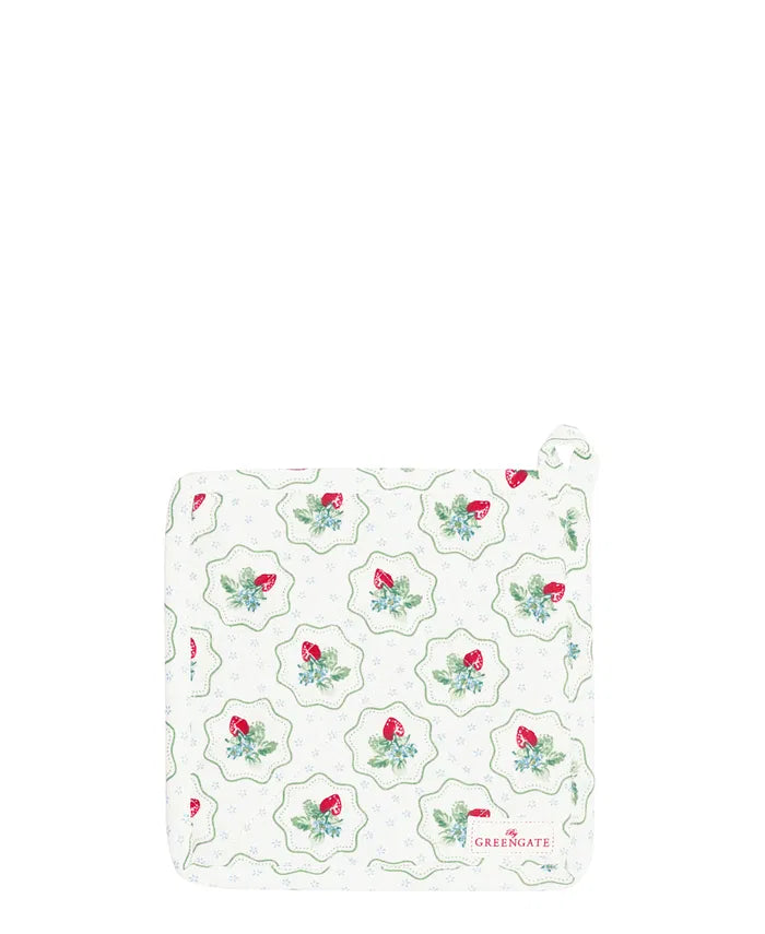 GreenGate Pot Holder Berry Petite White Set of 2