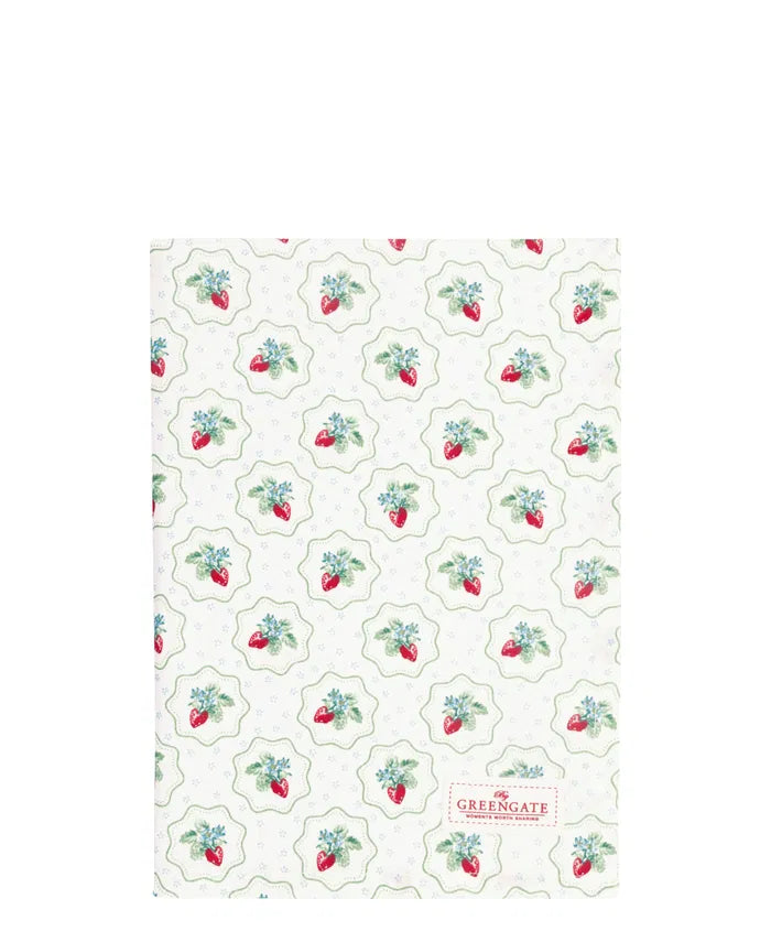 GreenGate Tea Towel Berry Petite White