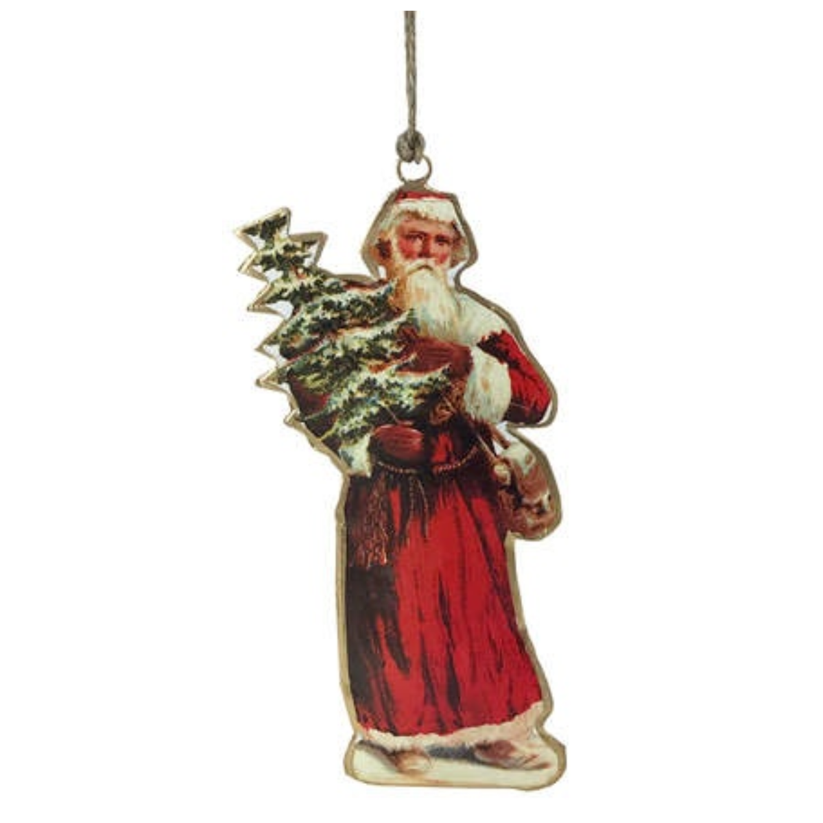 Santa with Christmas Tree German Hanging Ornament
