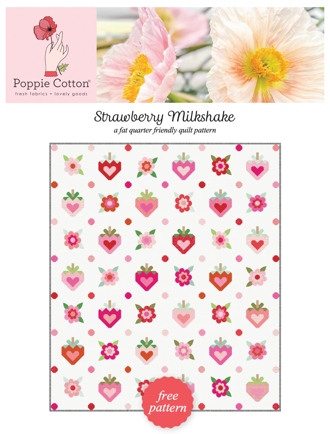 Strawberry Milkshake by Poppie Cotton Quilt KIT