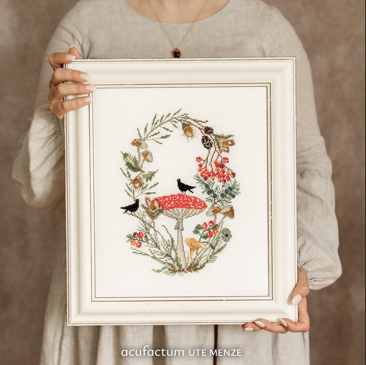 Acufactum A Handmade Winter KIT {Mushroom Wreath Cross-Stitch}