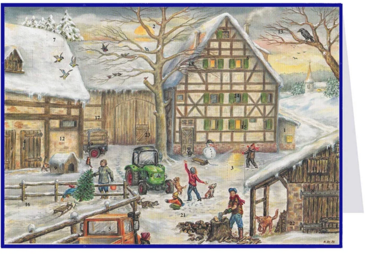 German Postcard Advent Calendar {Winter on the Farm}