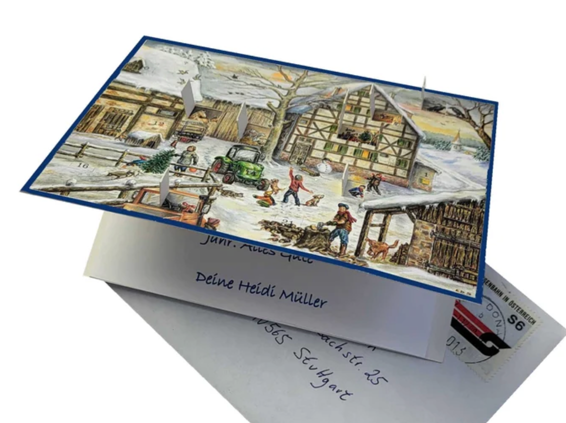 German Postcard Advent Calendar {Winter on the Farm}
