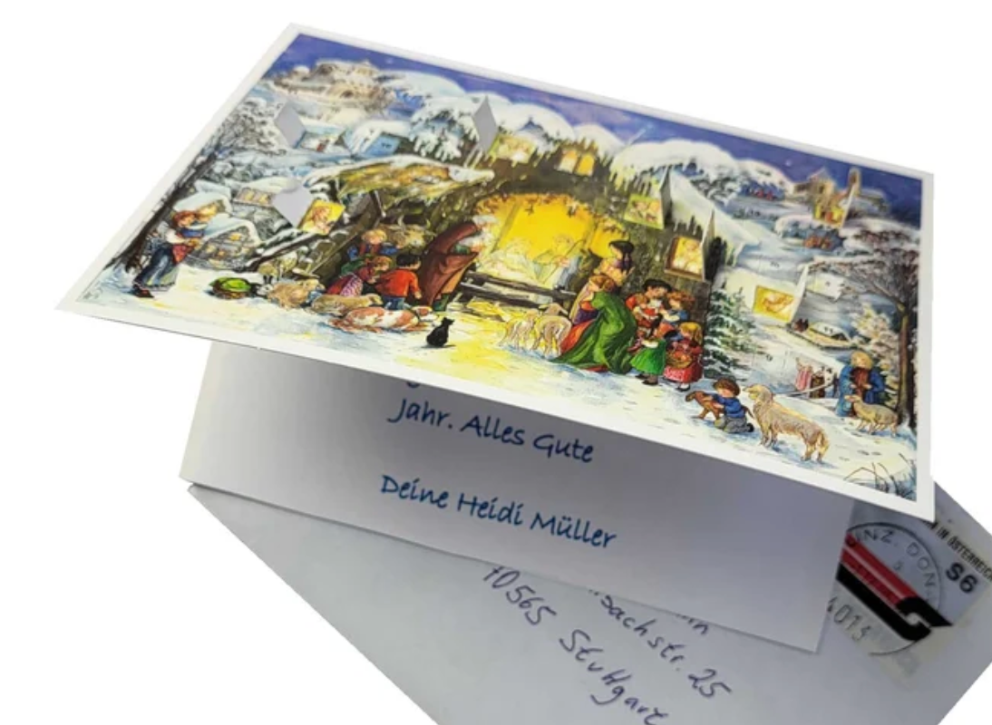 German Postcard Advent Calendar {Jesus is Born}