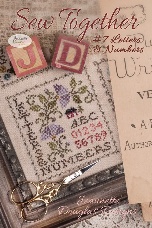 Sew Together Series #7 Letters & Numbers Cross stitch pattern by Jeannette Douglas Designs