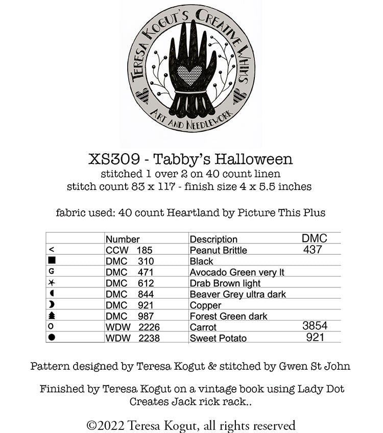 Tabby's Halloween, by Teresa Kogut pattern