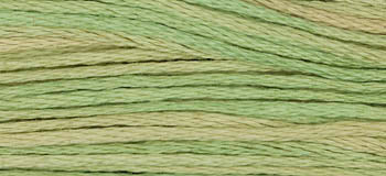 Soft gradient embroidery floss in light green and beige tones, ideal for crafting and stitching projects.