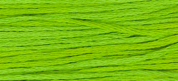 Vibrant lime green embroidery floss, 6 strands, perfect for crafting and stitching projects.