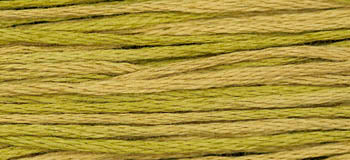 Cotton embroidery floss in vibrant green and yellow hues, perfect for crafting and sewing projects.