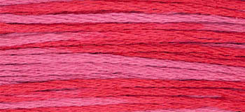 Multi-shaded red and pink embroidery floss, perfect for crafting and sewing projects.
