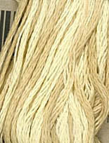 Pale yellow cotton embroidery thread, soft texture, ideal for crafting and stitching projects.