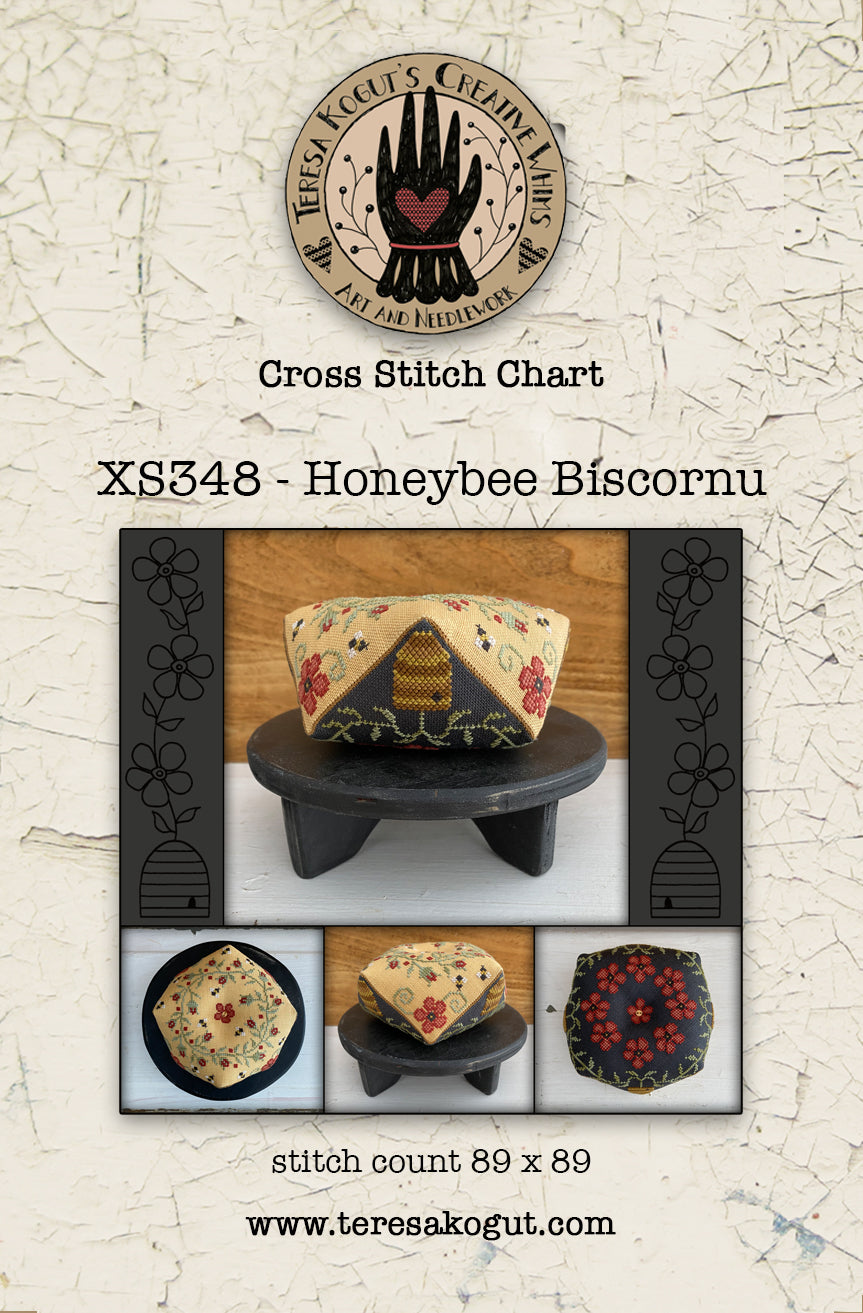 Honeybee Biscornu, by Teresa Kogut pattern