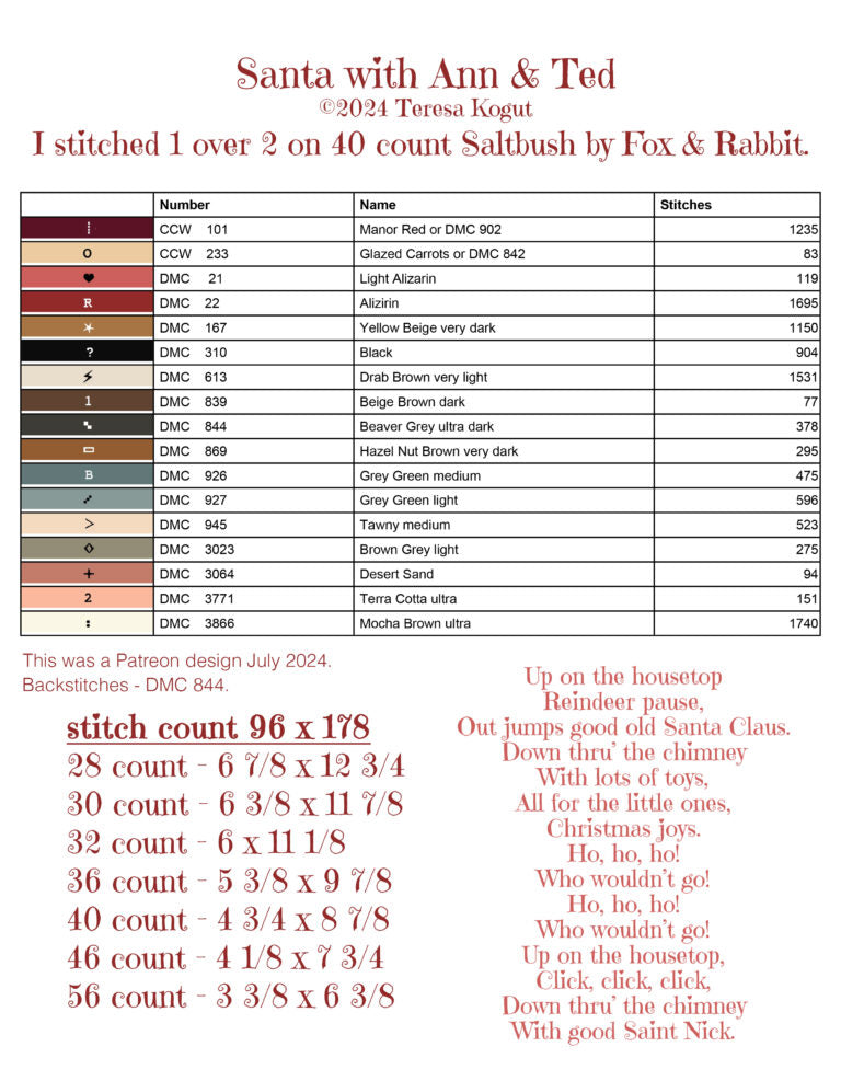 Santa with Ann & Ted, by Teresa Kogut pattern