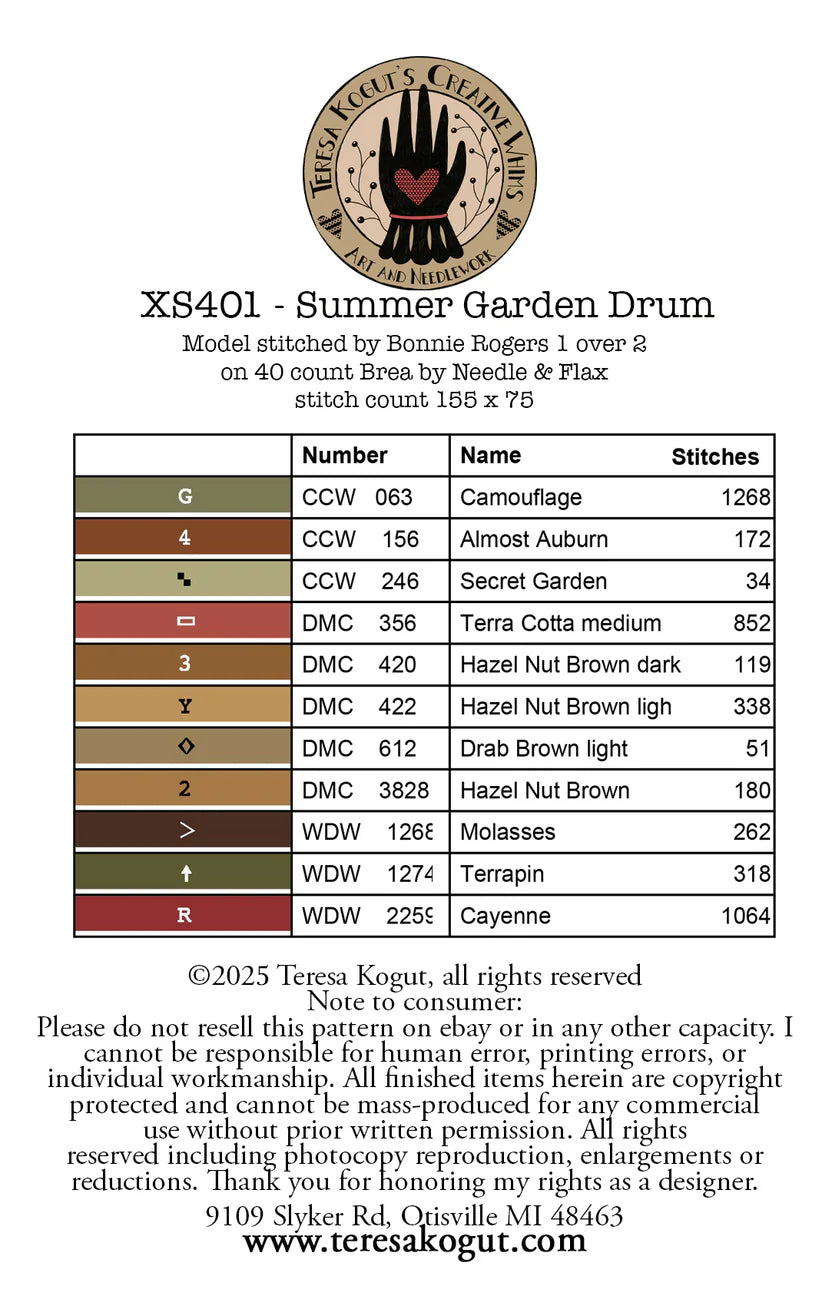 Summer Garden Drum, by Teresa Kogut pattern
