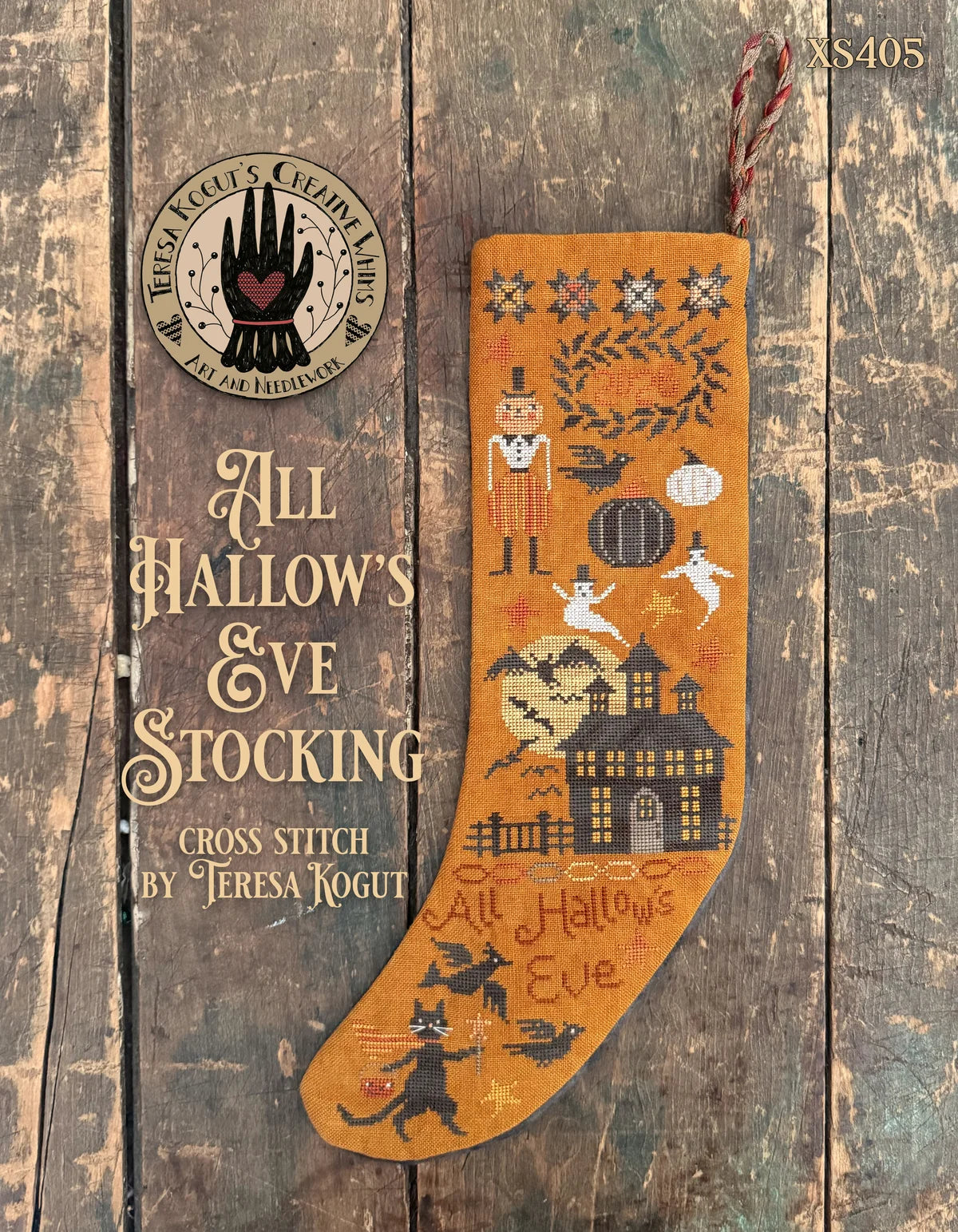 All Hallow's Eve Stocking, Cross Stitch pattern, by Teresa Kogut