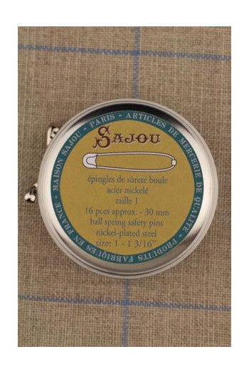 Sajou Ball Safety Pins {Chromed} in Sewing Lesson Tin