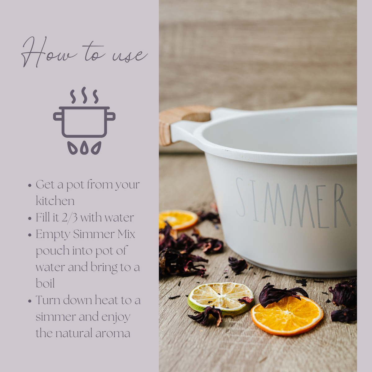 Be Mellow Simmer Pot Mix, Natural Lavender Citrus Aroma