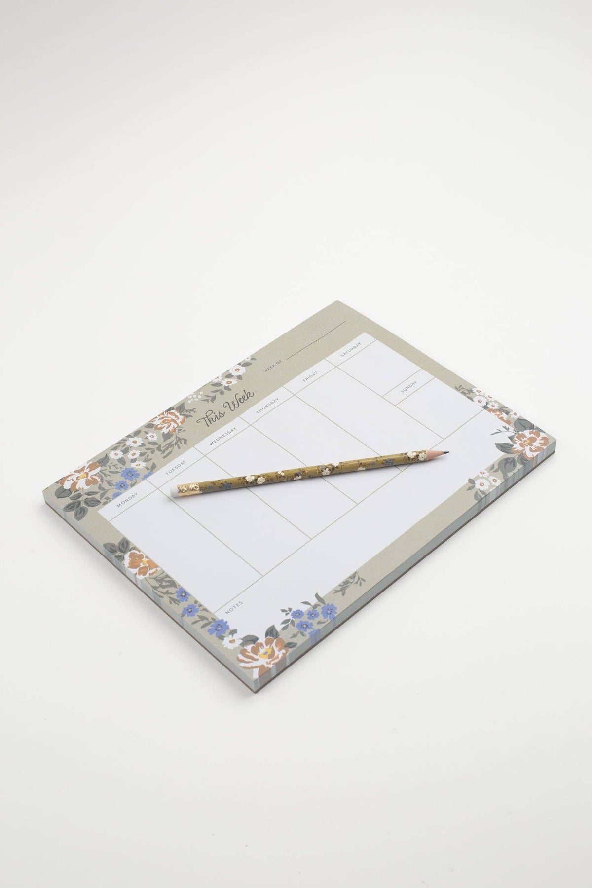 Blossom Weekly Planner Notepad - Green Floral