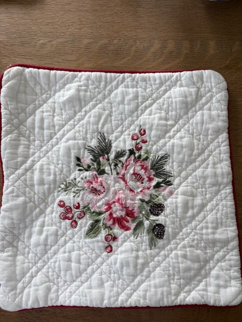GreenGate: Embroidered Cushion Cover, Charline White 40 x 40 cm