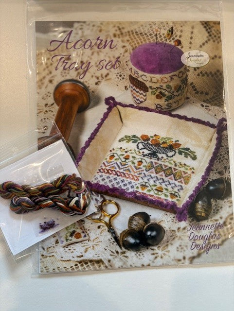 Acorn Tray Set Cross stitch pattern by Jeannette Douglas Designs