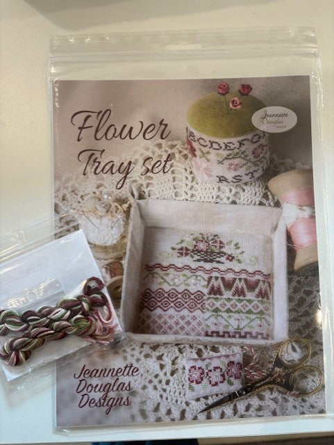 Flower Tray Set Cross stitch pattern by Jeannette Douglas Designs