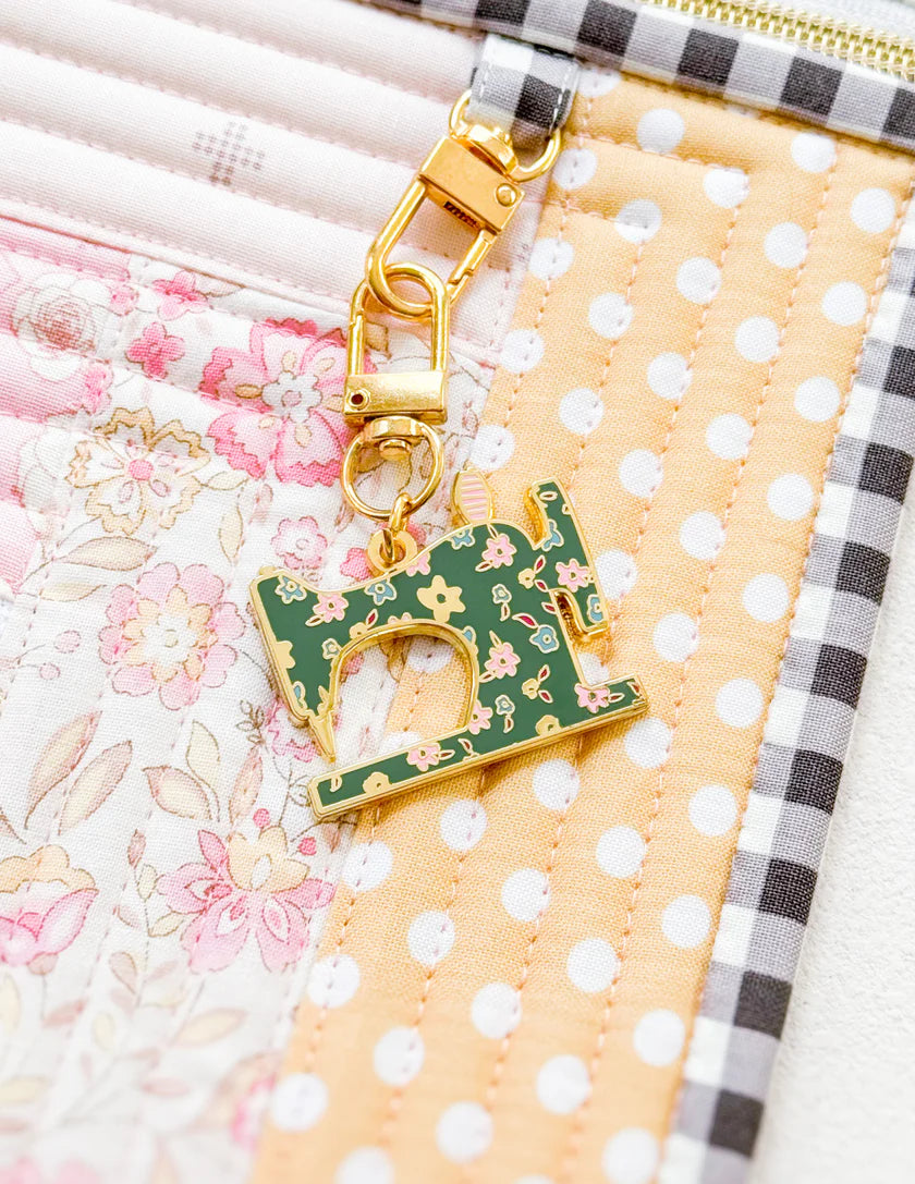 Green Sewing Machine Enamel Charm by Sewing Illustrations