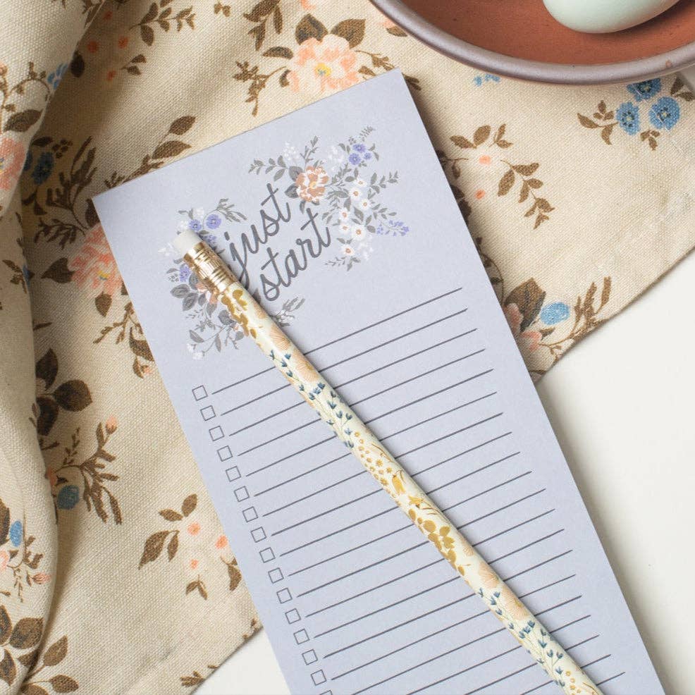 Blossom List Notepad - Blue Floral To-Do List