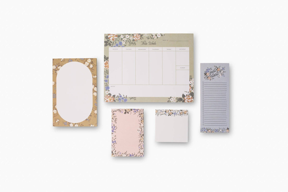 Blossom Weekly Planner Notepad - Green Floral