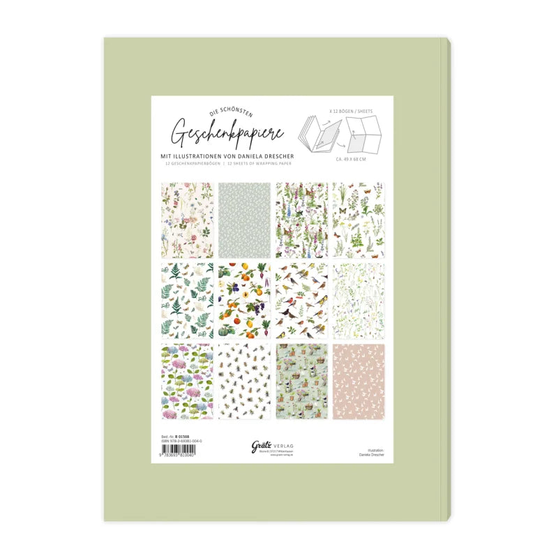 Hollyhocks Gift Wrap Book