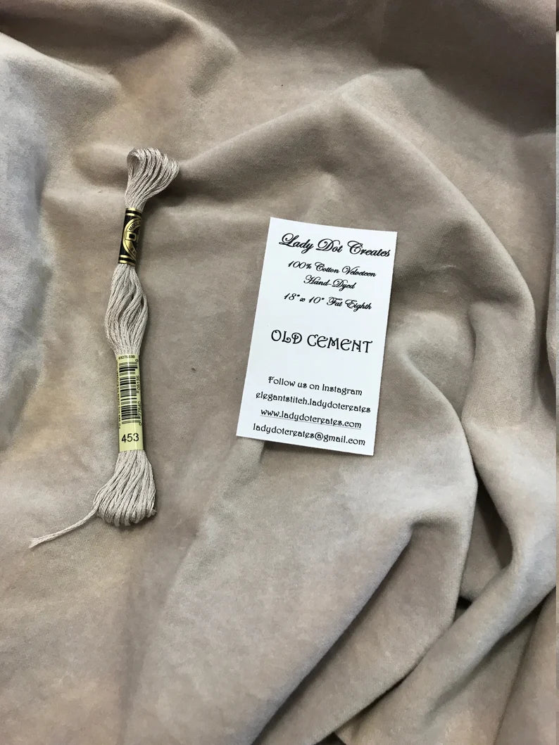 Hand-dyed 100% cotton thread in Old Cement color, ideal for crafting and embroidery projects.