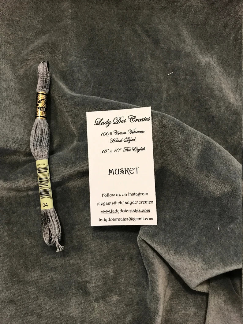 Lady Dot Creates Musket 100% cotton velveteen fabric, 18" x 10" fat eighth, hand-dyed
