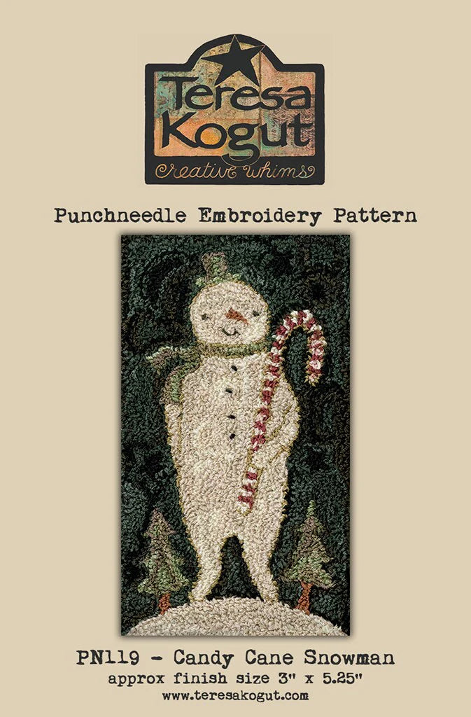 Candy Cane Snowmen, by Teresa Kogut Punch needle pattern