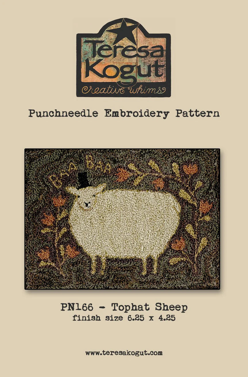 Tophat Sheep, by Teresa Kogut Punch needle pattern