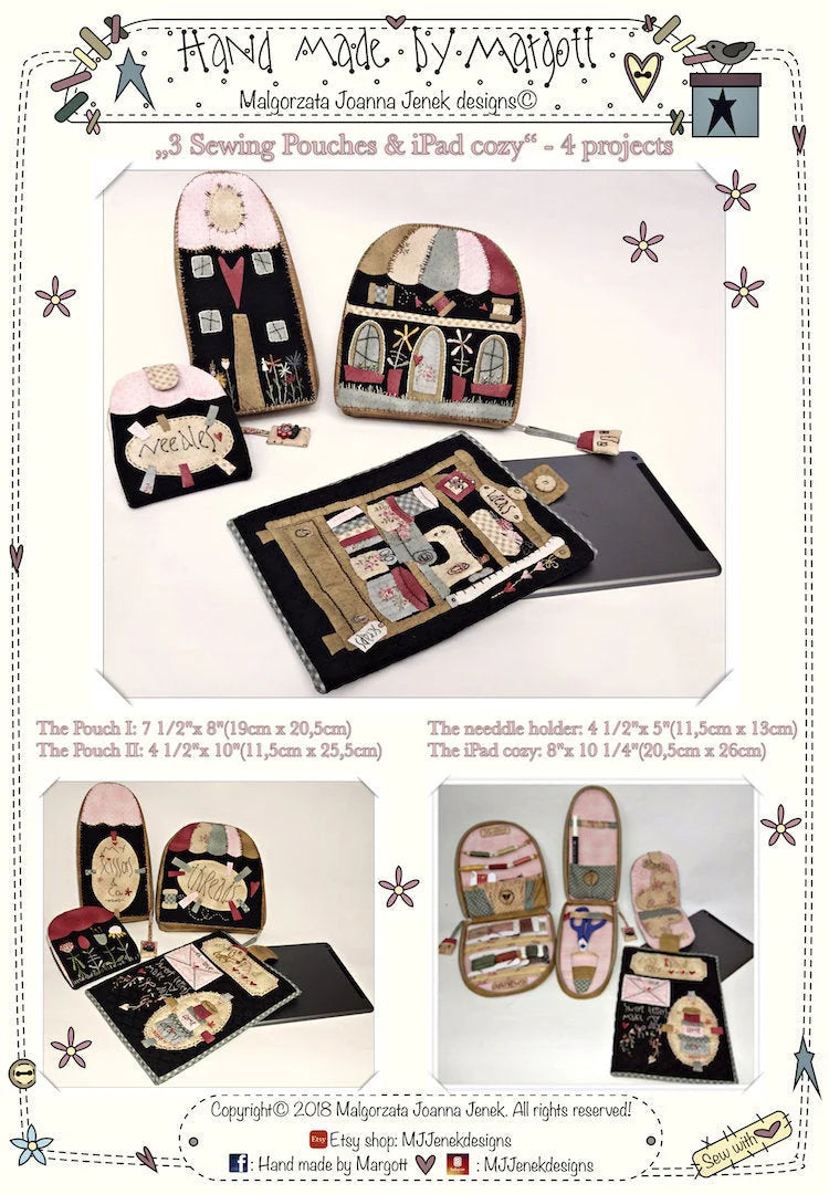 3 Sewing Pouches and ipad Sleeve Pattern