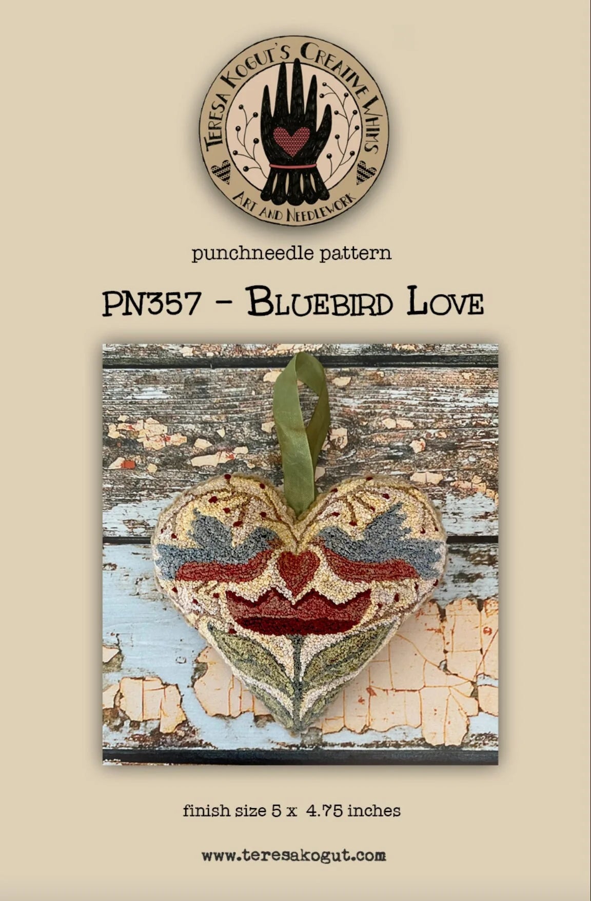 Bluebird Love, by Teresa Kogut Punch needle pattern