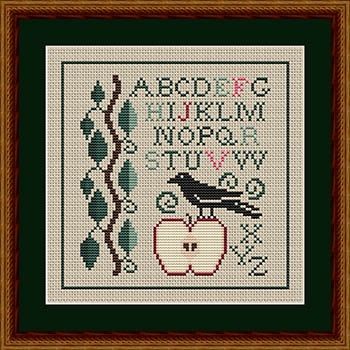 Winter Crow And Apple Cross-Stitch Pattern