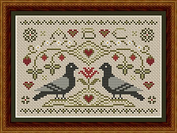 Pigeons And Strawberries Cross-Stitch Pattern