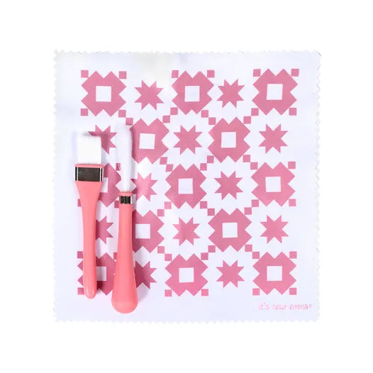 Pink patterned cleaning cloth with two applicator tools, perfect for various crafting needs.