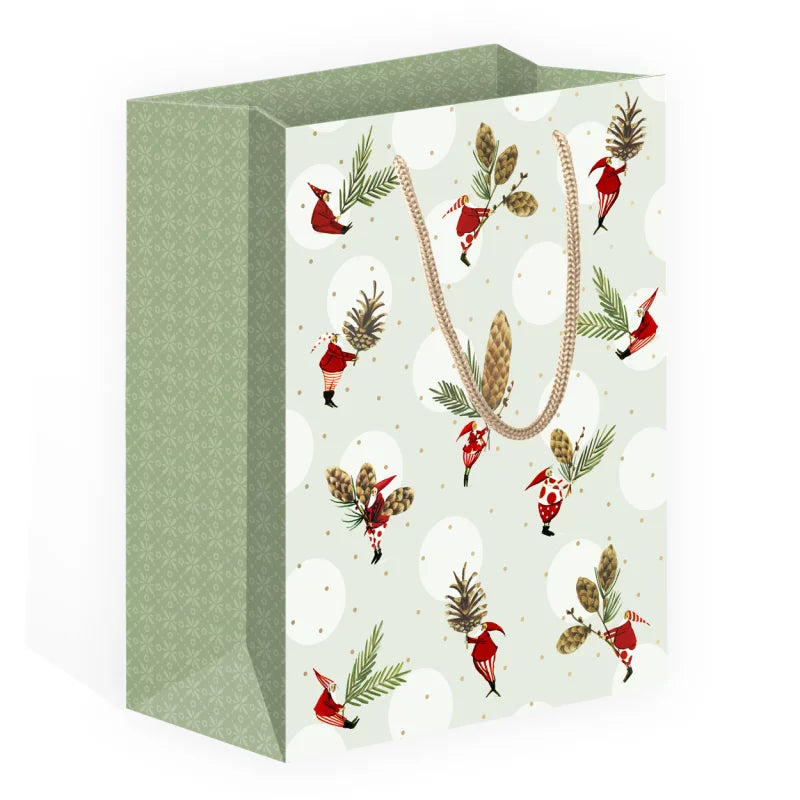 Gift Bag, Medium, Pine Cone Gnomes