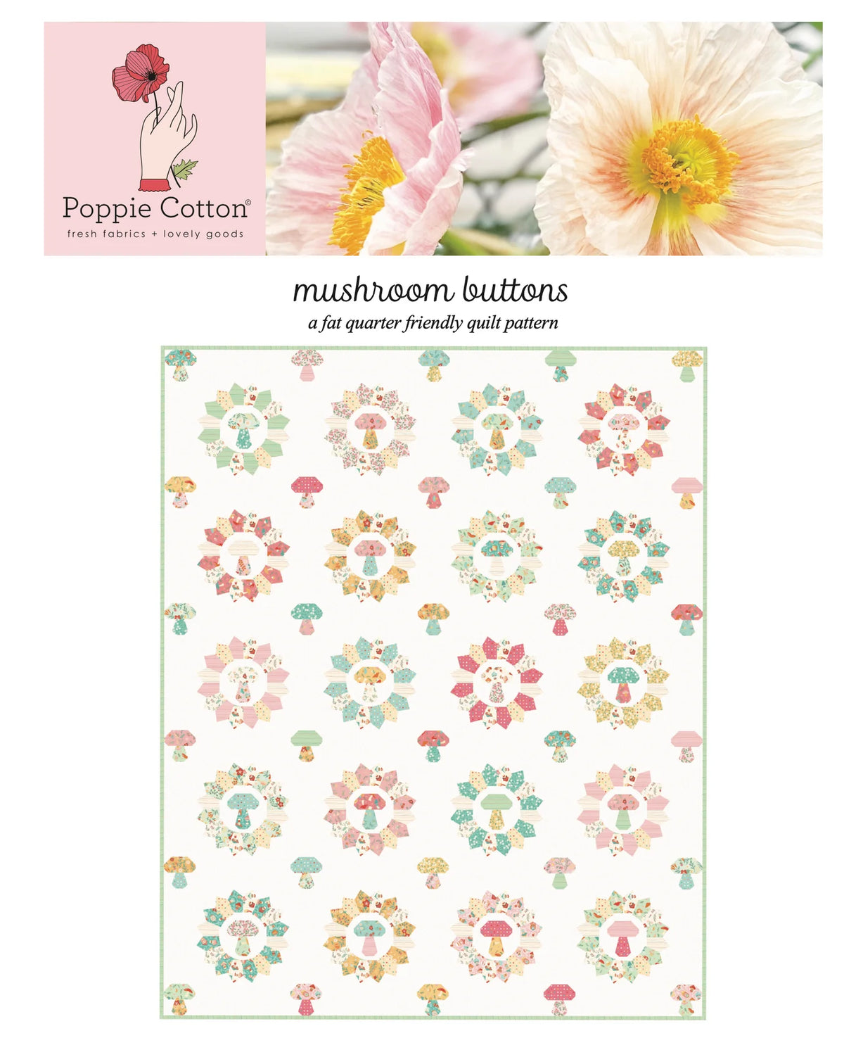 Mushroom Buttons Quilt KIT by Poppie Cotton