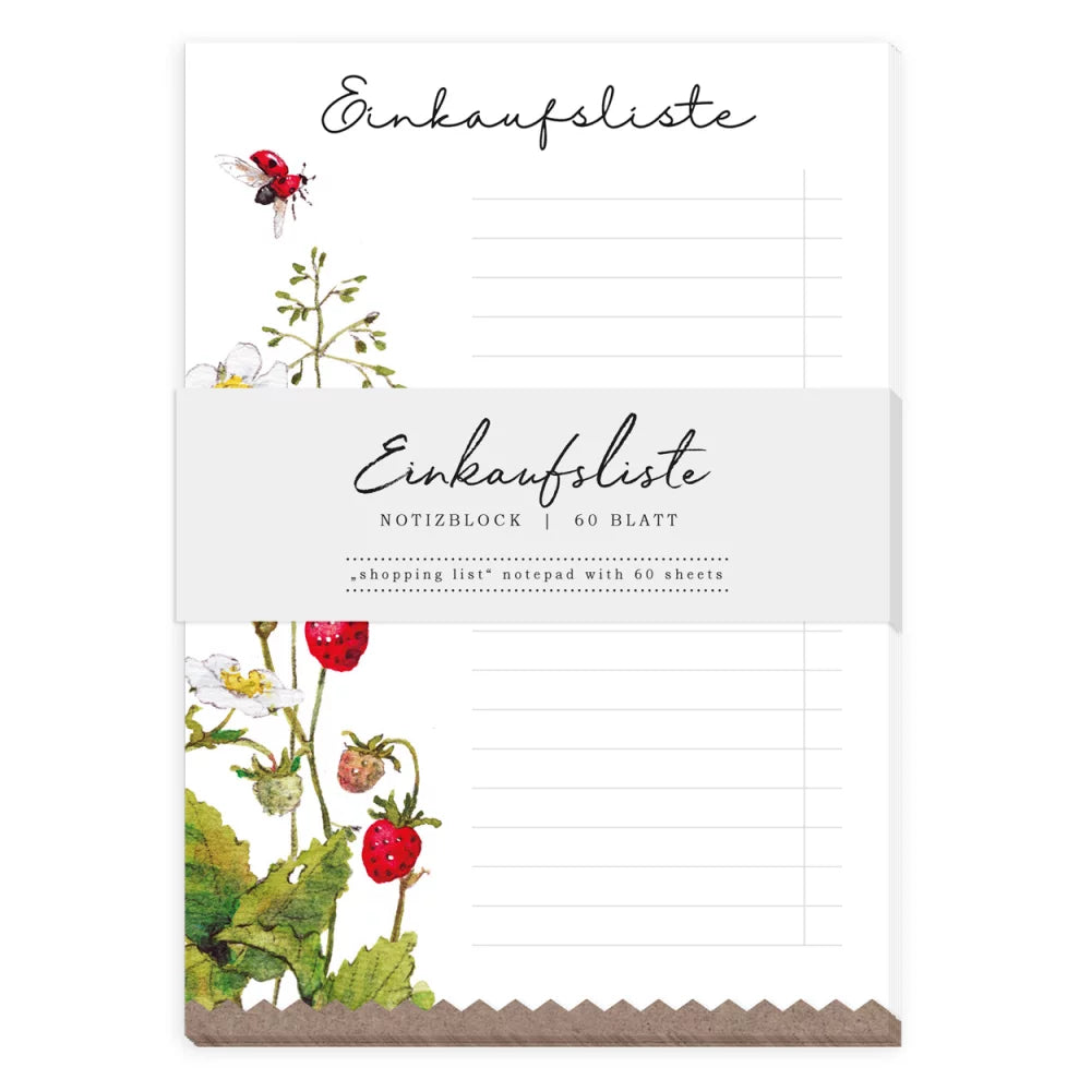 Notepad A6 Strawberry {Shopping List}