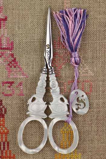 Sajou Embroidery Scissors Mother of Pearl Swan
