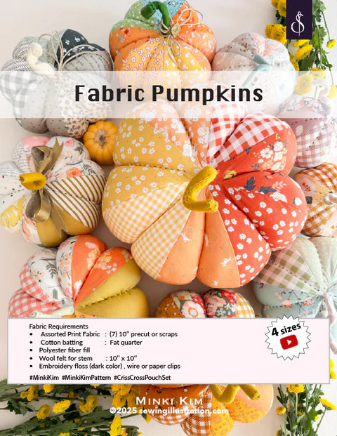Fabric Pumpkins Pattern by Minki Kim Sewing Illustrations