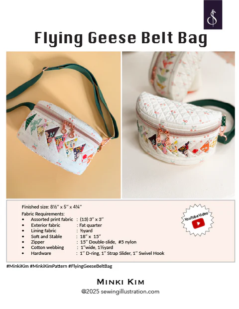 Flying Geese Belt Bag Pattern by Minki Kim Sewing Illustrations