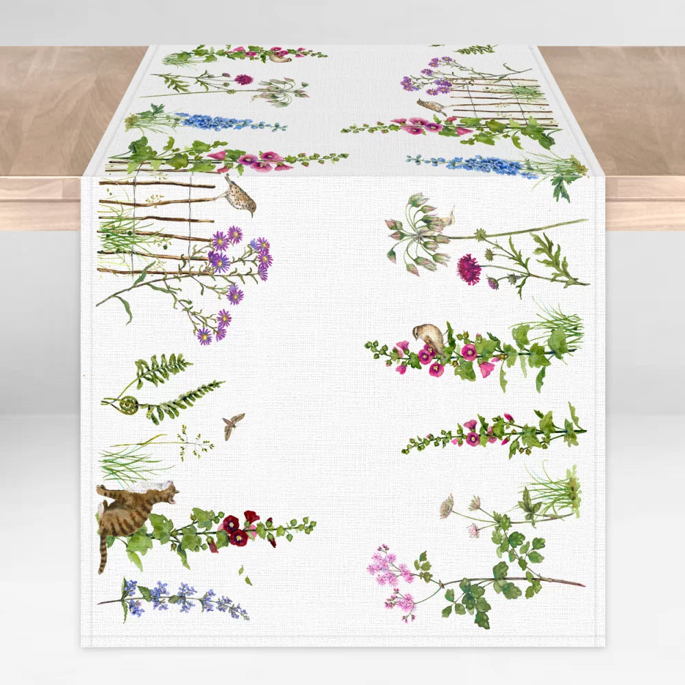 Tablerunner Hollyhocks