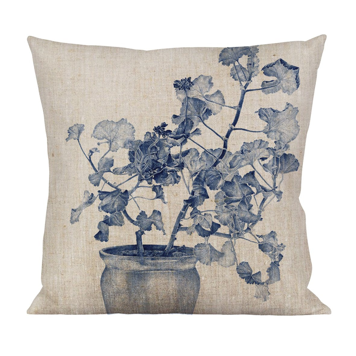 Emma Sjodin: Linen Cushion Cover, Green/Blue Geranium