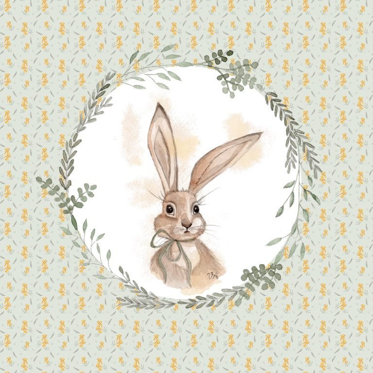 Amiably True: Rabbit in Wreath PANEL