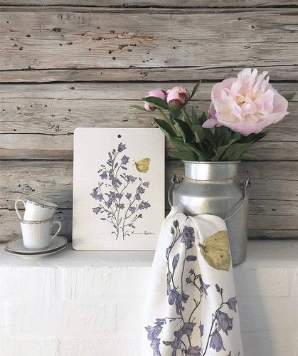 Emma Sjodin Gift Set: Cutting Board and Linen Towel, Bellflowers