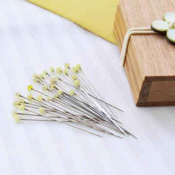 Glass Sewing Pins in a Cherry-Wood Box by Cohana