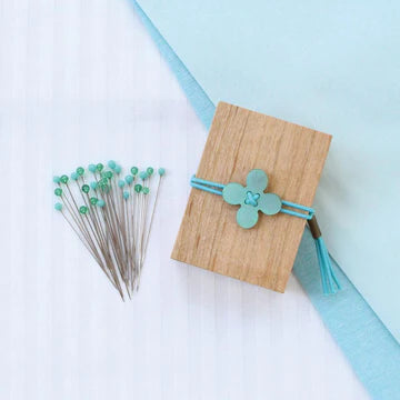 Glass Sewing Pins in a Cherry-Wood Box by Cohana